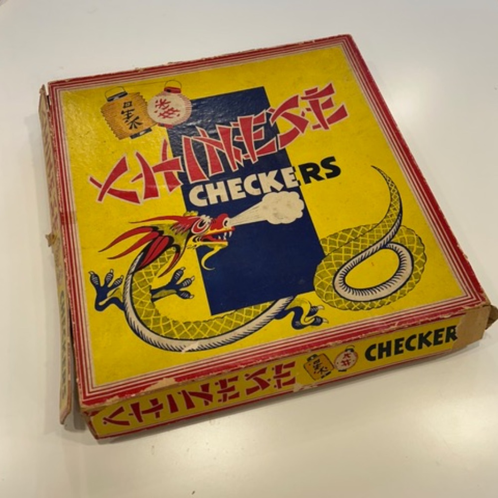 Vintage Chinese checkers with wooden "marbles"